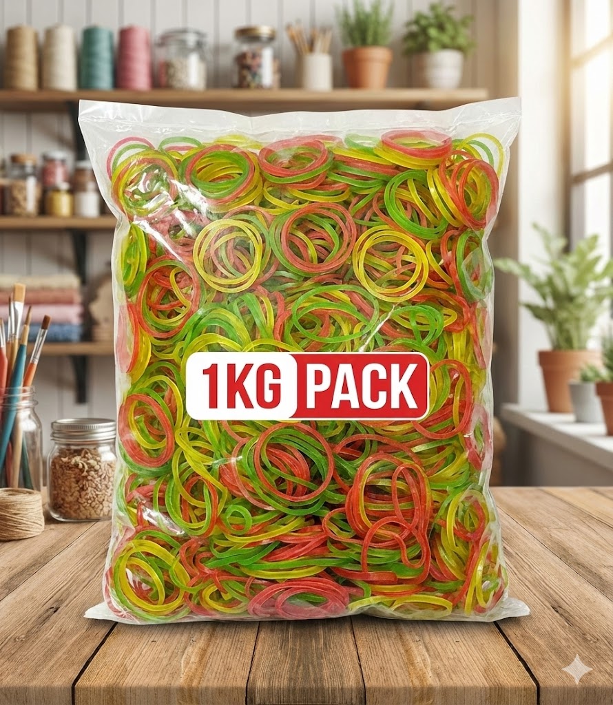Premium 2-Inch Rubber Bands (1 Kg Pack) 🔴